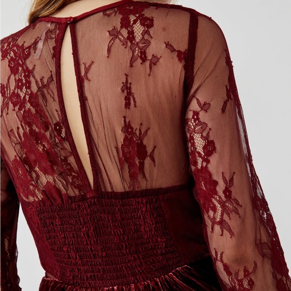 Free People Marlie Lace Mini Dress Burgundy Maroon Small - Picture 3 of 12